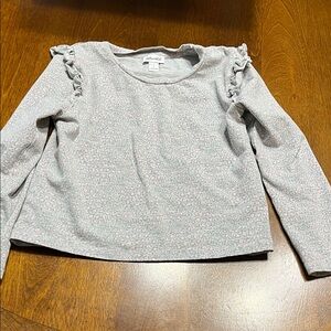 Splendid Long Sleeve Ruffle Tee - Gray and Pink